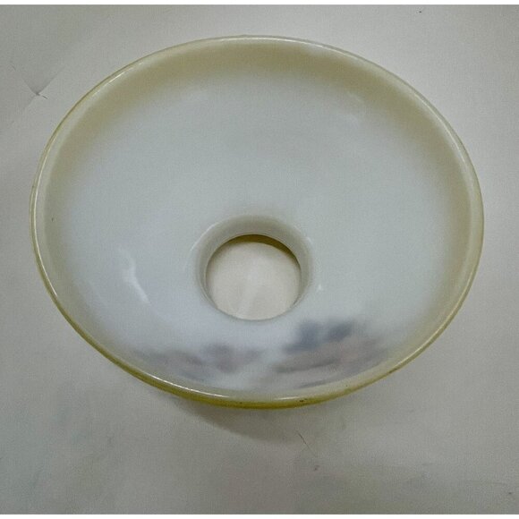 Vintage Heavy Milk Glass Lampshade Yellow Floral Design Mid Century Style - Picture 8 of 8